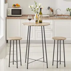 VENTITAS HOME - Mesa Bar + 2 Sillas Bosch Rovere