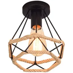 HOME NEAT - Lámpara de techo Colgante Iluminación con cuerda de cáñamo