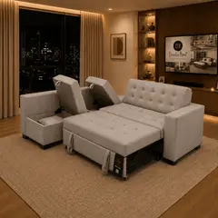 BARAKA HOME - Sofá Cama Multifuncional Kavala 3 Cuerpos - Gris Claro