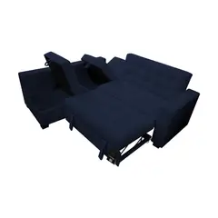 BARAKA HOME - Sofá Cama Multifuncional Kavala 3 Cuerpos - Azul Marino