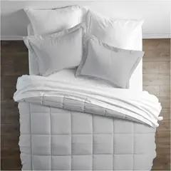 GENERICO - Edredon 2 Plazas Algodón Perú Pima con fundas de almohada Gris claro