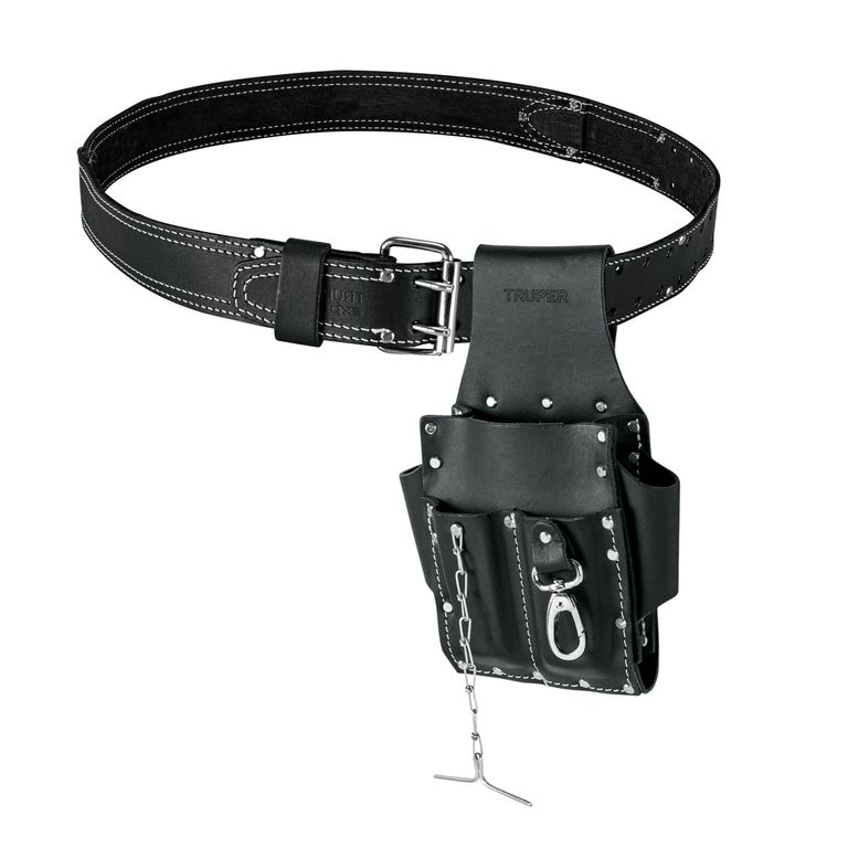 Combo Cinturón cuero Porta herramientas 7 compartimientos