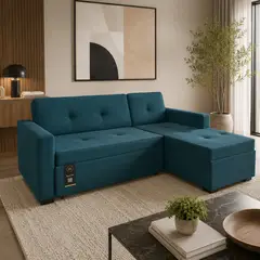 BARAKA HOME - Sofá Cama Seccional Debar Derecho 3 Cuerpos - Cobalto