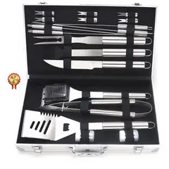 GENERICO - Set Parrillero Grande 18 piezas para Parrilla y Asados Maletin Premium