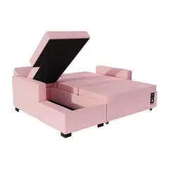 BARAKA HOME - Sofá Cama Multifuncional Debar Izquierdo 3 Cuerpos - Rosa