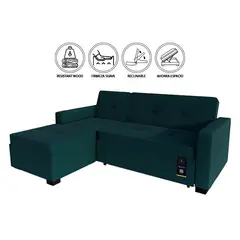 BARAKA HOME - Sofá Cama Multifuncional Debar Izquierdo 3 Cuerpos - Cobalto