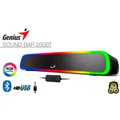 GENIUS - Parlante Sound Bar 200bt Luz Rgb Bluetooth 5.1 Negro