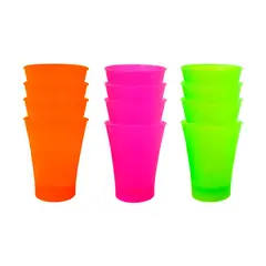 BLUE BOX - VASO KERO CORTO FUCSIA NEON, NARANJA NEON, VERDE NEON x 12
