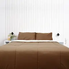 COBITEX HOME - Edredón King chocolate con reversible de corderito cobitex 100 algodón.