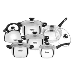 Reyna - Juego ollas de acero Deluxe 12 piezas (Black)