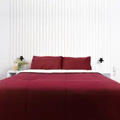 COBITEX HOME - Edredón King guinda con reversible de corderito cobitex 100 algodón.