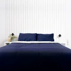 COBITEX HOME - Edredón King azul marino con reversible de corderito cobitex 100 algodón.