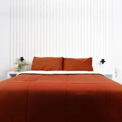 COBITEX HOME - Edredón Queen ladrillo con reversible de corderito cobitex 100 algodón.