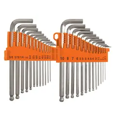 TRUPER - Juego de llaves allen largas std y mm punta bola 25 piezas