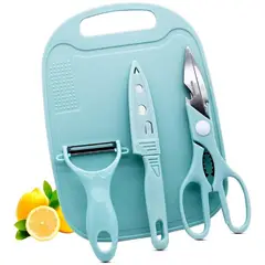 MINARI - Set Tabla de Picar Y Cuchillo Y Pelador Y Tijera para Cocina CL C51