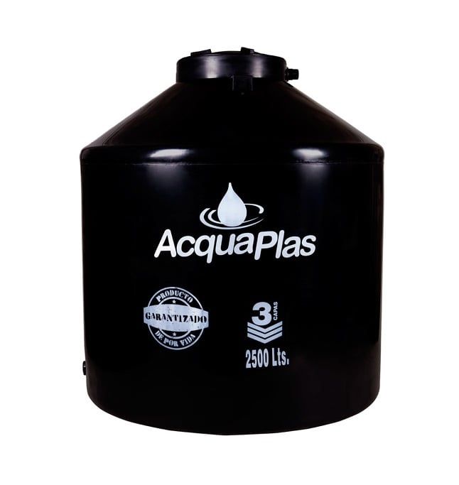 TANQUE PARA AGUA ACQUAPLAS 2500 L NEGRO + ACCESORIOS