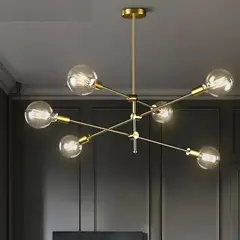 GENERICO - Lámpara colgante modelo araña color dorado - Incluye 6 focos