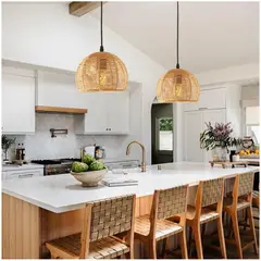 GENERICO - Lámpara colgante de ratán tejido incluye bombilla