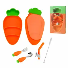 BABY - Vajilla de Alimentación para Bebés en Forma de Zanahoria 5Pz