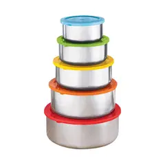INSPIRA - Set de 5 Mini Bowls de Acero con Tapa de Colores
