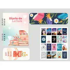 GENERICO - Diario de lectura - Reading Journal PINK-CELESTE