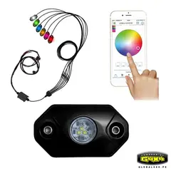 POWERED BY G4X4 GLOBAL 4 X 4 PE - Mini faros led RGB multicolor con control bluetooth