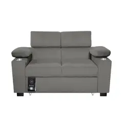 BARAKA HOME - Sofá Cama Baltimore con Porta Vasos y Bolsillo 1.5 plz - Gris Oscuro