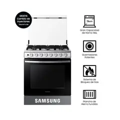 SAMSUNG - COCINA A GAS 6 HORNILLAS BLACK SMOG 76CM