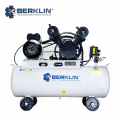 BERKLIN - COMPRESOR DE AIRE CON FAJA DE 3HP DE 2 PISTONES 70 L HORIZONTAL