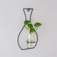 GENERICO - Jarrón de Metal Pared con Vaso 15.5 x 26 cm.