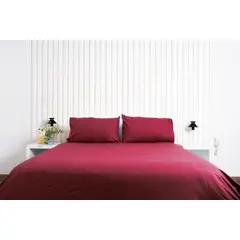 COBITEX HOME - Juego de sábanas Lisas Guinda 1 plz Cobitex 100% algodón