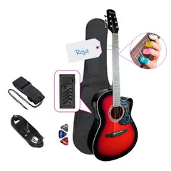 GENERICO - GUITARRA ELECTROACUSTICA METAL ROJA