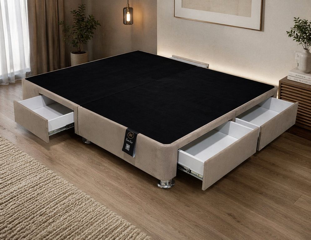 Base De Cama Wels 4 Cajones 2 Plz - Beige Claro