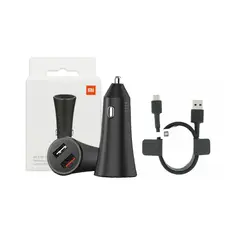 XIAOMI - Cargador De Auto 37W con Cable Braided Tipo C Negro