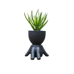 GENERICO - Maceta de Cerámica Figura Negro Mate 9.5 x 10 cm.