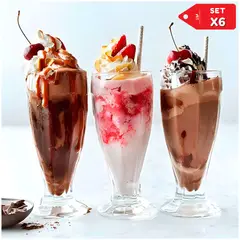 INSPIRA MARKET - Vaso copa de vidrio para helados y milshakes helados Set x6