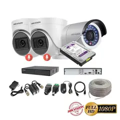 HIKVISION - Kit 3 Cámaras Seguridad FULLHD + 1TB + AUDIO + Cable