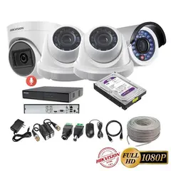 HIKVISION - Kit 4 Cámaras Seguridad FULLHD + 1TB + AUDIO + Cable