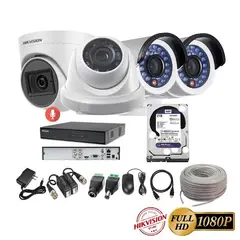 HIKVISION - Kit 4 Cámaras Seguridad FULLHD + 2TB + AUDIO + Cable
