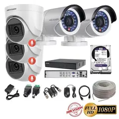 HIKVISION - Kit 5 Cámaras Seguridad FULLHD + 2TB + AUDIO + Cable