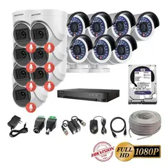 HIKVISION - Kit 14 Cámaras Seguridad FULLHD + 4TB + AUDIO + Cable