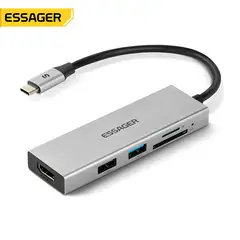ESSAGER - Adaptador Tipo C Hub Hdmi Usb Micro Sd Tf