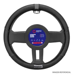 SPARCO - CUBREVOLANTE NEGRO CLOGO METALICO SPS111GR