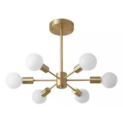 GENERICO - Lámpara de techo colgante araña color dorado - Incluye 6 focos