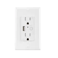 OEM - Tomacorriente de Pared Inteligente Tipo Americano con USB Wifi Blanco