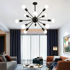 MMDH - Sala de estar led satélite lampara de techo estilo araña - Negra 10