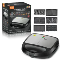 GENERICO - Sandwichera 850 W 6 en 1 Para Postres Desayunos Donas Waflera Negro