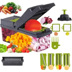 GENERICO - Picador de Verduras Alimentos Multifuncional Cortador Multiuso 12 en 1.