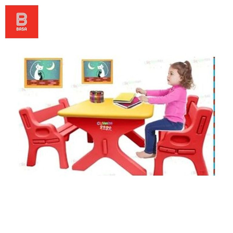 Mesa y Silla Banca Para Niños Niñas Set Didáctico Basa