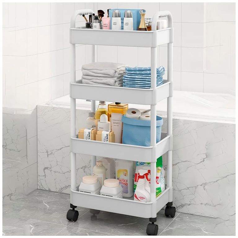 Carrito Organizador Estante 4 Niveles con Ruedas para Baño JK4 BL